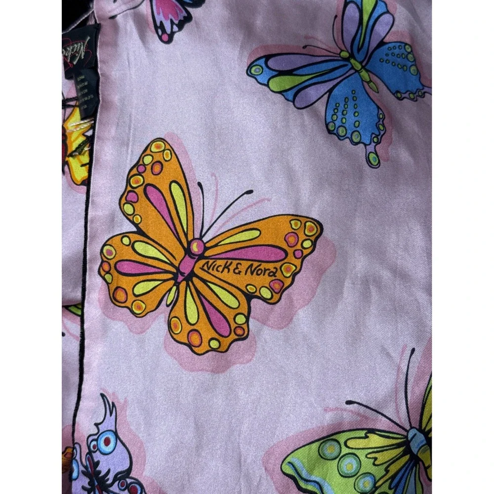 Nick & Nora Butterfly Silk Velvet Scarf Fringe Reversible Y2K Coquette Fairy